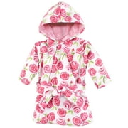 Hudson Baby Girls Mink with Faux Fur Lining Pool and Beach Robe Cover-ups, Pink Roses, 0-6 Months